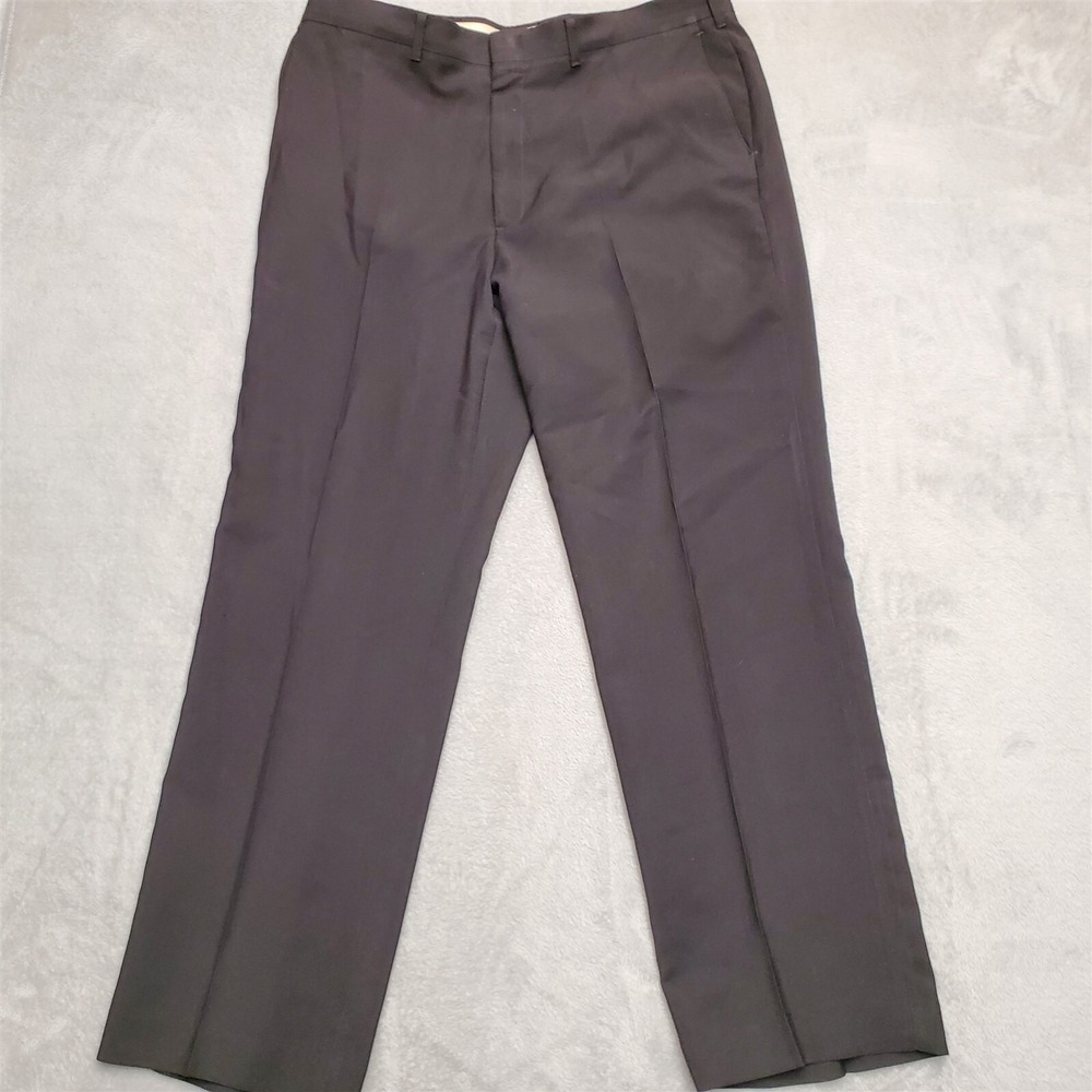 VTG Haggar Pants Mens 36x31 Black Magic Stretch Flat Front Wool Blend Dress